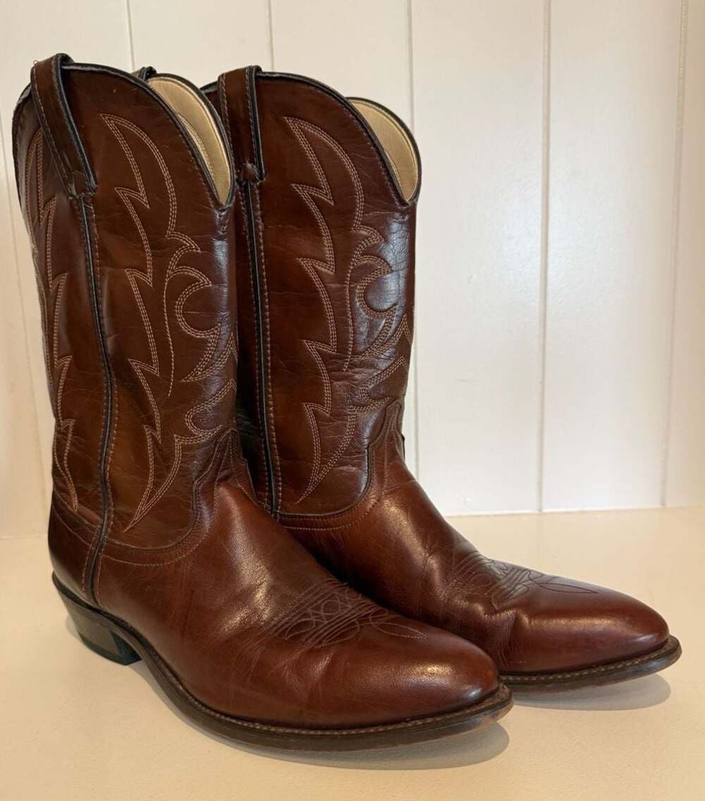 Laredo 90530 Vintage Leather Cowboy Boots Brown 10.5D USA
